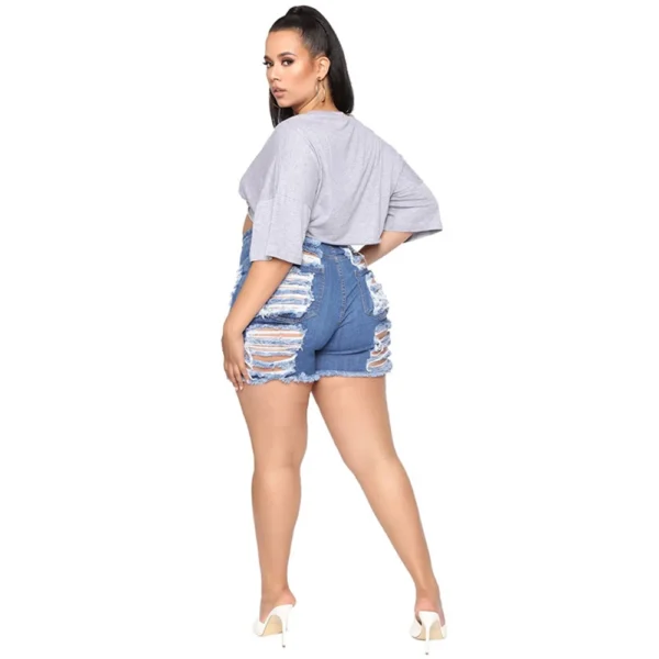 Ripped Denim Shorts for Women, Cut Out Clothes with Tassel, High Waist, Hollow Out, Sexy Hole, Club Streetwear - Image 3