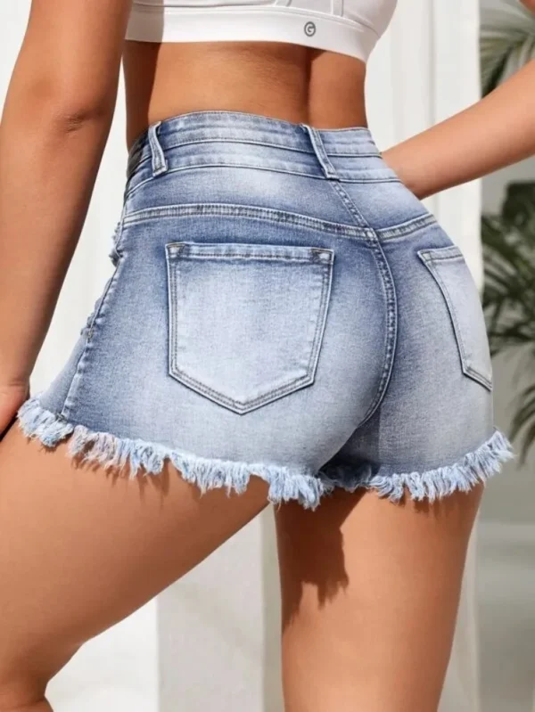 2025 Summer New Fashion Ripped Skinny Denim Shorts For Women Sexy Stretch Tassel Jeans Shorts Casual Female Clothing S-2XL - Image 5