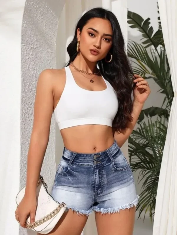 2025 Summer New Fashion Ripped Skinny Denim Shorts For Women Sexy Stretch Tassel Jeans Shorts Casual Female Clothing S-2XL - Image 6