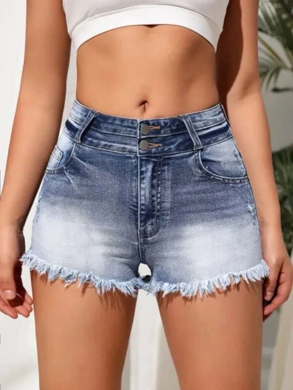2025 Summer New Fashion Ripped Skinny Denim Shorts For Women Sexy Stretch Tassel Jeans Shorts Casual Female Clothing S-2XL - Image 4