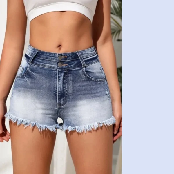 2025 Summer New Fashion Ripped Skinny Denim Shorts For Women Sexy Stretch Tassel Jeans Shorts Casual Female Clothing S-2XL - Image 2