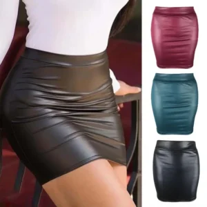 Leather Matte Slim Mini Sexy Fashion PU Hot Short High Waist Skirt Korean Nightclub Streetwear Wholesale Clothes