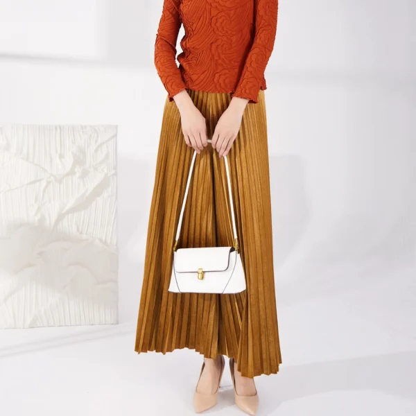 High Quality Plus Size Women Fashion Golden Velvet Casual Pants Women High Waist Wide Leg Pants Pleated Pants - Image 3