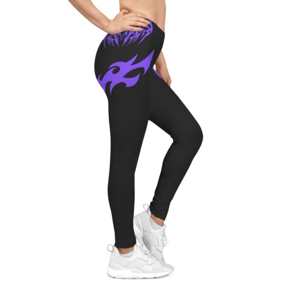 Stylish Women's Casual Leggings with Purple Flame Design, Activewear, Gym Leggings, Yoga Pants, Trendy Fashion, Comfortable Fit - Image 5