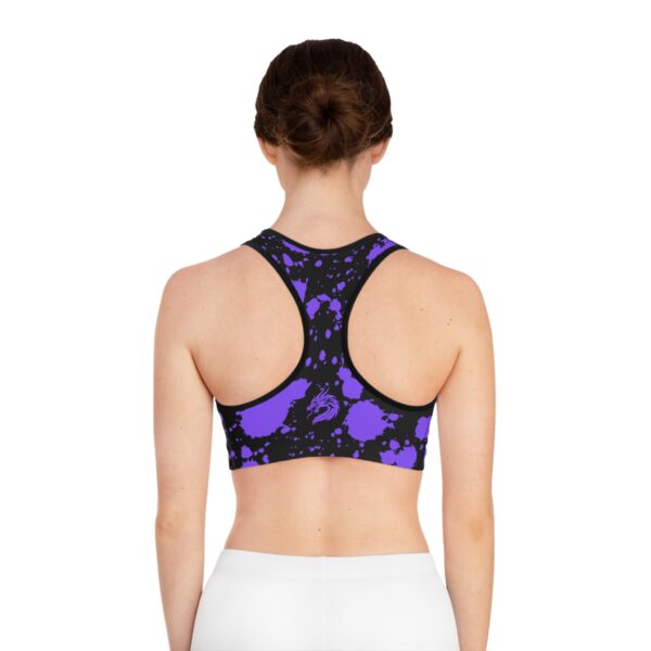 Vibrant AOP Sports Bra, Workout Top, Fitness Bra, Athletic Wear, Gym Apparel, Dance Gear, Unique Splatter Design - Image 4