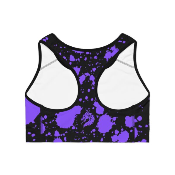 Vibrant AOP Sports Bra, Workout Top, Fitness Bra, Athletic Wear, Gym Apparel, Dance Gear, Unique Splatter Design - Image 3