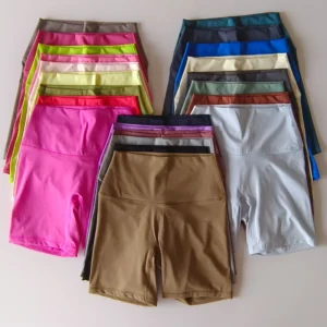 Solid Color Women Fitness Sports Short High Waist Yoga Short Cycling Comprehensive Training Jog Squat Proof Internal Pockets
