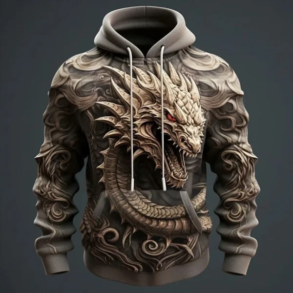 hoodies for menMen's Hooded Sweatshirt with Lion, Dragon, Tiger, and Cross 3D Printed Hoodie - Image 2