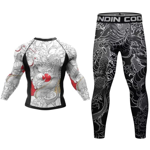 Men Tracksuit MMA No Gi Rashguard Jiu Jitsu T-shirt+Pants Boxing Jerseys Set BJJ Muay Thai Shorts Compression Legging Sportsuit - Image 3