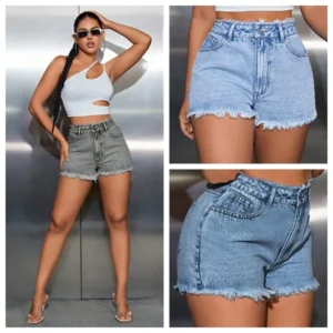 Streetwear Women Vintage Jeans Short Pants Mid Waist Pockets Distressed Sexy Hot Shorts Slim Fit 2024 Female Casual Denims
