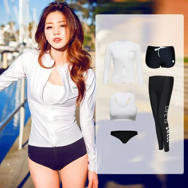 5PCS Women Rash Guard Swimsuit Long Sleeve Top and Legging Sun UV Protection Swimwear Bathing Suit Surfing Diving Sport Swimming - Image 6