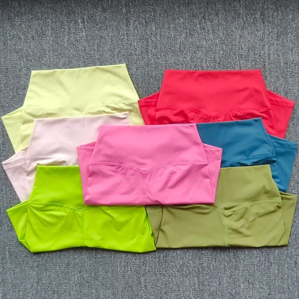 Solid Color Women Fitness Sports Short High Waist Yoga Short Cycling Comprehensive Training Jog Squat Proof Internal Pockets - Image 4