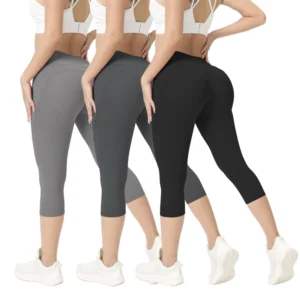 High Waist Fitness Capri Legging Pants for Women Quick Drying Cycling Pants Cropped trousers Yoga Sport Pants Side pocket