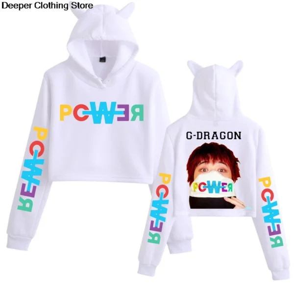 G-Dragon Ubermensch Cat Ears Hoodies 2025 World Tour Kpop Women Crop Tops Fashion Hip Hop Y2k Cute Long Sleeve Sweatshirt Hoodie - Image 4