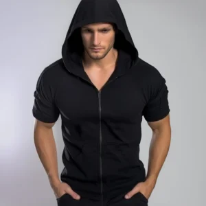 Fashion Short Sleeve Mens Hoodies Jackets Casual