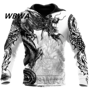 WBWA Tattoo and Dungeon Dragon 3D Print Hoodie Man Women Harajuku Outwear Zipper Pullover Sweatshirt Casual Unisex Jacket Style