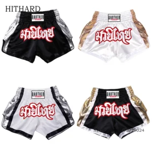 Boxing Shorts Men Women Child Satin Muay Thai Shorts Kickboxing Pants Embroidery Breathable Fighting Thaiboxing Grappling Trunks