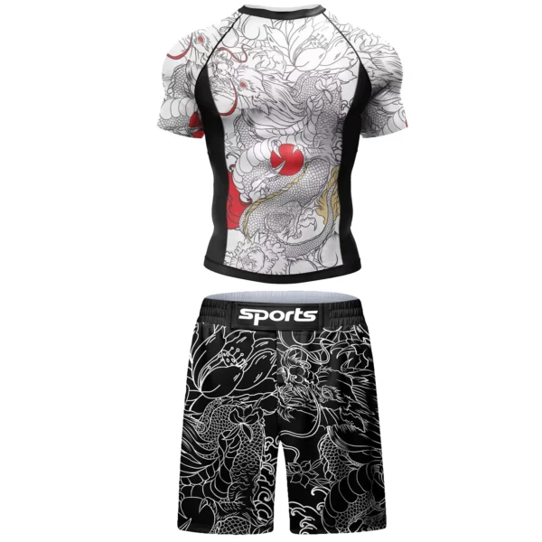 Men Tracksuit MMA No Gi Rashguard Jiu Jitsu T-shirt+Pants Boxing Jerseys Set BJJ Muay Thai Shorts Compression Legging Sportsuit - Image 4