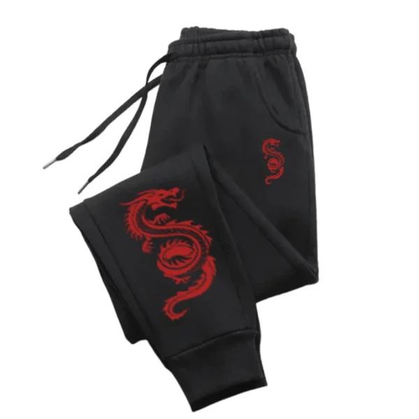 Red Dragon Design Joggers Warm Pocket Pants Woman Autumn Fashion Women'S Pant Warm Drawstring Woman Clothing - Image 3