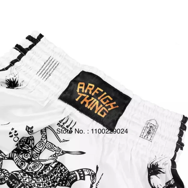 Muay Thai Shorts MMA Rashguard Tiger Print White Boxing Shorts T Shirt Set Martial Arts Combat Kickboxing Cage Fighting Clothing - Image 3