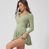 Cloud Hide Summer Sports Dress Pocket Tennis Dresses Women Safe Shorts Gym Golf XL One Piece Yoga Suit Fitness Long Sleeve Skirt - Image 2