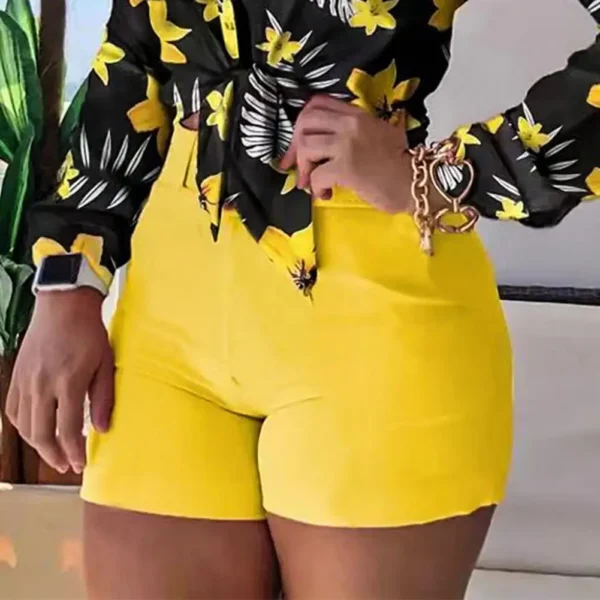 Summer Office Lady Shorts High Waist Solid Color Back Zipper Skinny Hot Pants Fashion Slim Suit A- line Women Shorts Streetwear - Image 2