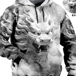 Chinese New Year Dragon Hoodie Mens Graphic Animal Prints Daily Classic Casual 3D Pullover Streetwear Hoodies Long Sleeve Hooded