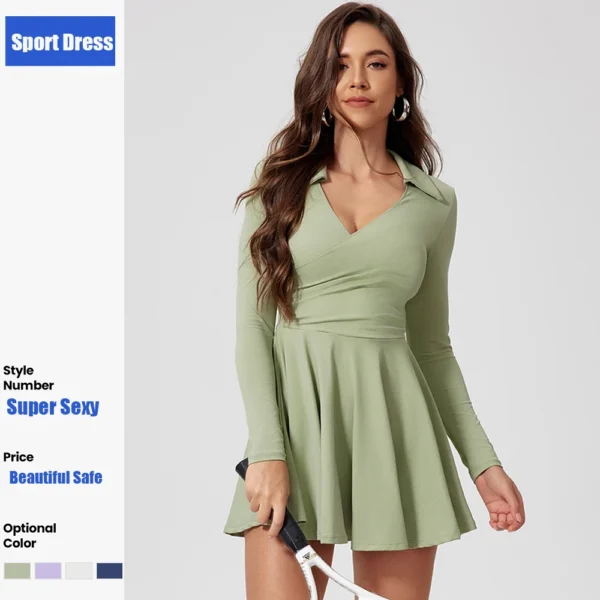Cloud Hide Summer Sports Dress Pocket Tennis Dresses Women Safe Shorts Gym Golf XL One Piece Yoga Suit Fitness Long Sleeve Skirt