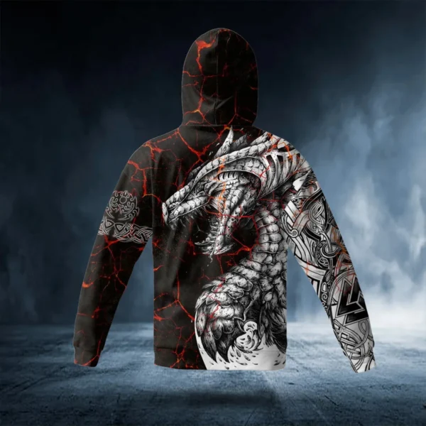 Black & White Tattoo Dragon 3D All Over Printed Adult Neck Gaiter Hoodie Winter Unisex Casual Warm thicken Hoodie with Mask ZZ01 - Image 3