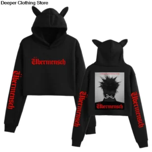 G-Dragon Ubermensch Cat Ears Hoodies 2025 World Tour Kpop Women Crop Tops Fashion Hip Hop Y2k Cute Long Sleeve Sweatshirt Hoodie
