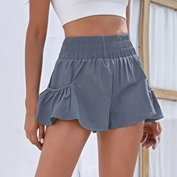 Solid Color Yoga Shorts with Pockets for Women Fashion Loose Sports Casual Shorts Summer Elastic Waist Fitness Running Pants - Image 2