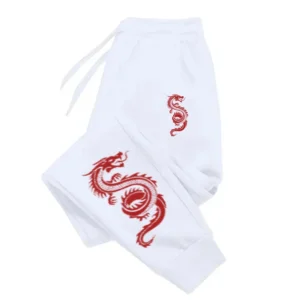 Red Dragon Design Joggers Warm Pocket Pants Woman Autumn Fashion Women'S Pant Warm Drawstring Woman Clothing