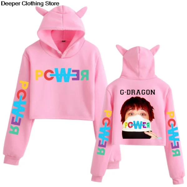 G-Dragon Ubermensch Cat Ears Hoodies 2025 World Tour Kpop Women Crop Tops Fashion Hip Hop Y2k Cute Long Sleeve Sweatshirt Hoodie - Image 6