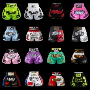 Short Muay Thai Man Kick Boxing Training Shorts Women Kids Embroidery MMA Grappling Kickboxing Cage Fighting Martial Arts Trunks