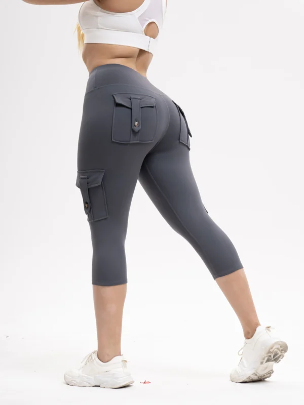Tummy Control Women Yoga Leggings With Pockets Quick Dry Summer Sports Running Cropped Pants Pilates Gym Clothing Workout Tights - Image 3