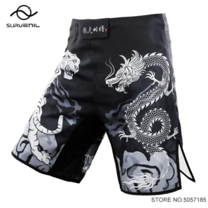Men's MMA Shorts Wrestling Trunks Dragon Tiger Sublimated Athletic Clothes BJJ Muay Thai Wrestling Pants Kickboxing Fight Shorts