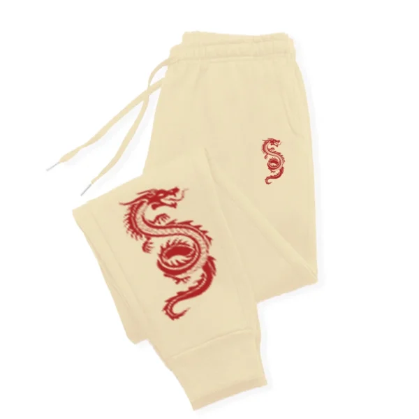Red Dragon Design Joggers Warm Pocket Pants Woman Autumn Fashion Women'S Pant Warm Drawstring Woman Clothing - Image 2