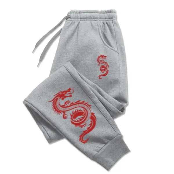 Red Dragon Design Joggers Warm Pocket Pants Woman Autumn Fashion Women'S Pant Warm Drawstring Woman Clothing - Image 4