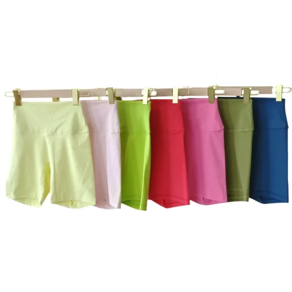 Solid Color Women Fitness Sports Short High Waist Yoga Short Cycling Comprehensive Training Jog Squat Proof Internal Pockets - Image 5