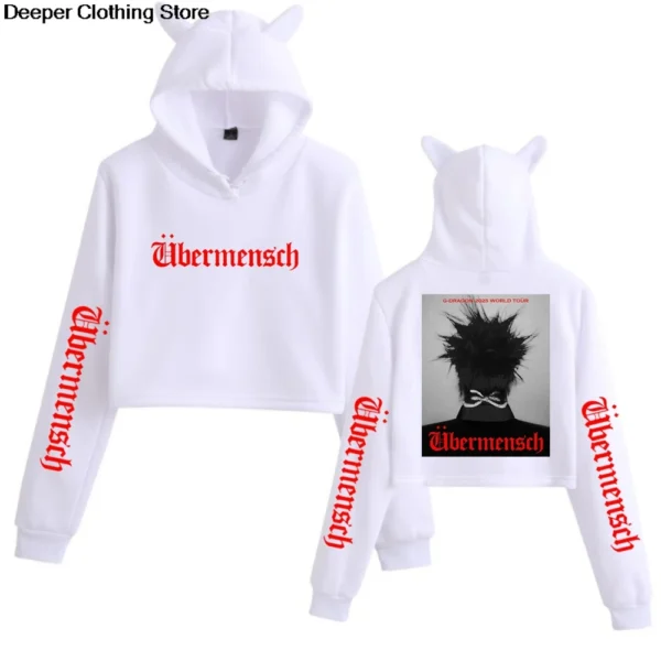 G-Dragon Ubermensch Cat Ears Hoodies 2025 World Tour Kpop Women Crop Tops Fashion Hip Hop Y2k Cute Long Sleeve Sweatshirt Hoodie - Image 2