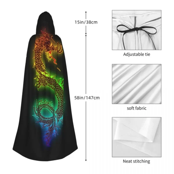 Long Cape Cloak Dragon Hooded Cloak Coat Hoodies Elf Purim - Image 5
