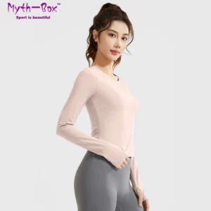 Women Yoga Shirts Slimming Long Sleeve Thumb Hole Running Sweatshirts Sport Shirt With Pad Quick Dry Gym Fitness Top Undershirts