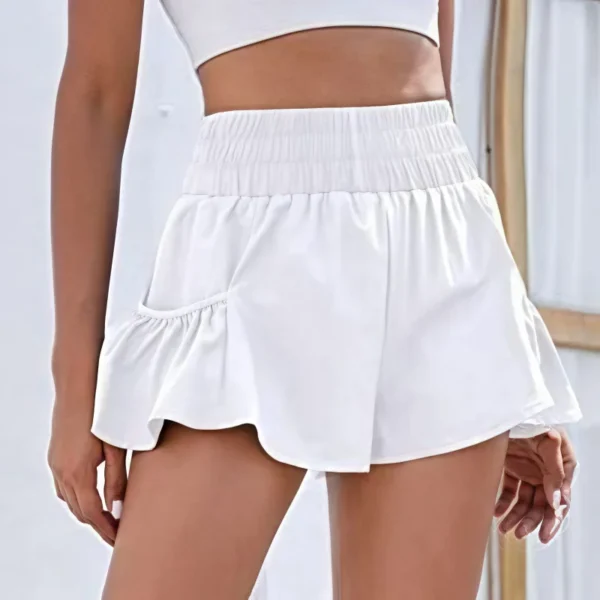 Solid Color Yoga Shorts with Pockets for Women Fashion Loose Sports Casual Shorts Summer Elastic Waist Fitness Running Pants - Image 5