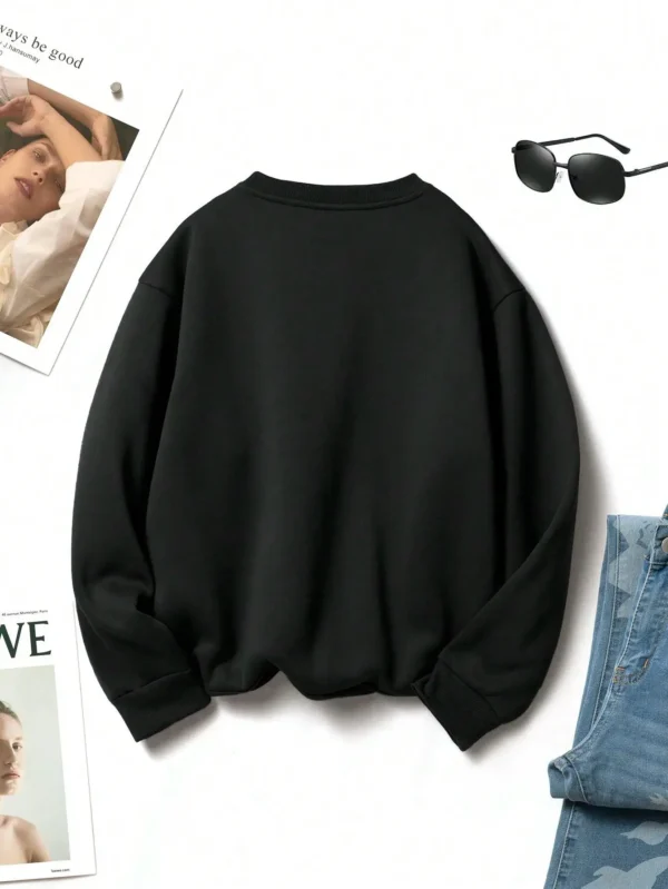 Street Women Sweatshirts Follow Your Heart Dragon Printed Hoodies Fleece Warm Pullover Fashion Crewneck Loose Female Clothes - Image 2