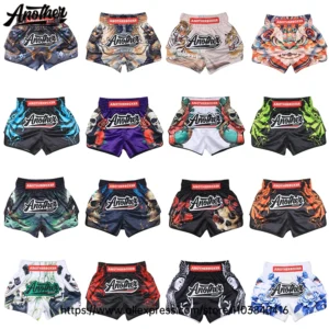 Muay Thai Shorts Professional Training Shorts for MMA Kickboxing Thailand Durable Thailand Silk Satin Sparring Boxing Pants Men