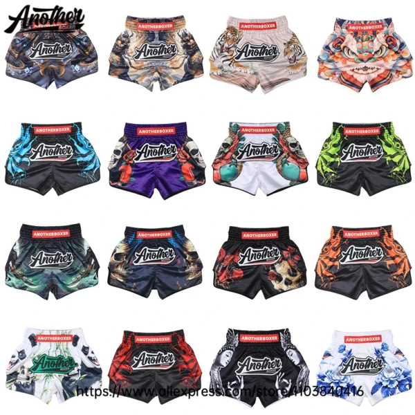 Muay Thai Shorts Professional Training Shorts for MMA Kickboxing Thailand Durable Thailand Silk Satin Sparring Boxing Pants Men