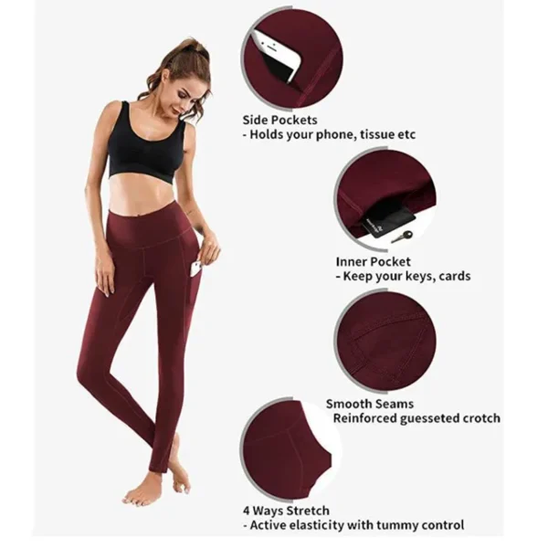 Women's Sexy Push Up Sports Tight Pants High Waisted Butt Lift Elastic Yoga Pants Side Pocket Fitness Running Fitness Legging - Image 2