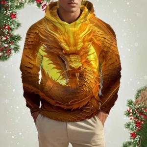 Men's Hooded Animal Dragon 3D Print Hoodies Top 2024 New Autumn Fashion Casual Long Sleeved Pullover Oversized Sweatshirt Tops