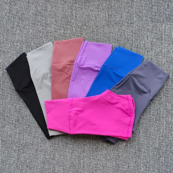 Solid Color Women Fitness Sports Short High Waist Yoga Short Cycling Comprehensive Training Jog Squat Proof Internal Pockets - Image 2