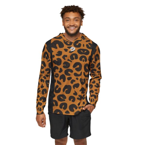 Men's Leopard Print Hoodie, Sportswear Jacket, Animal Print Activewear, Trendy Workout Clothing, Unique Hooded Sweatshirt